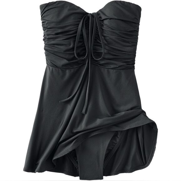 Land's End Mini Swim dress 1 piece ruched Bandeau halter black swimsuit Various - Picture 6 of 12